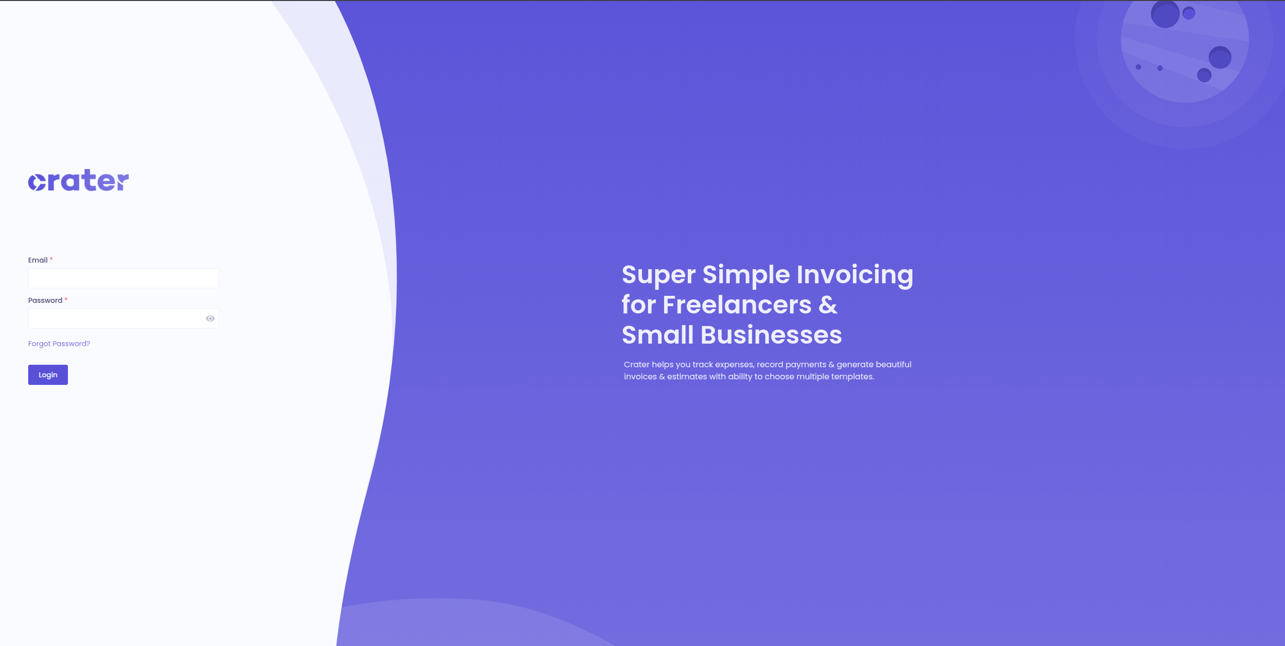 Crater – Billing & Invoice Management Platform